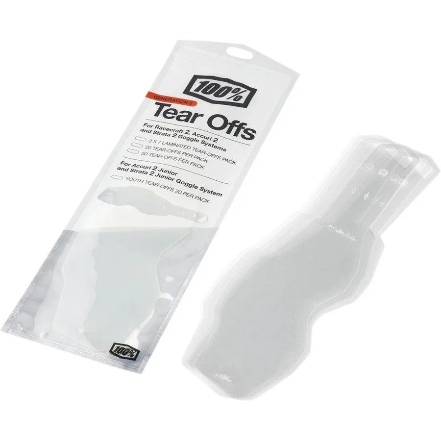 100% Youth Accuri 2/Strata 2 Goggle Tear-Offs - 20 Pack