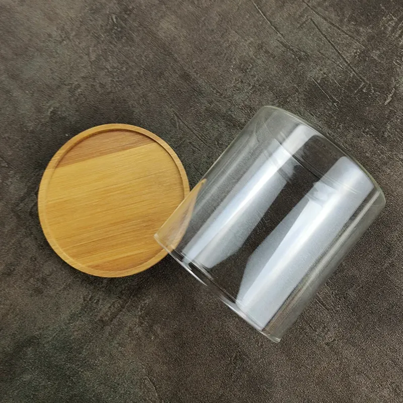 10.4 X 10.8Cm Multi-Fuctional Stackable Glass Jar With Bamboo Lid Tk-Cb7123