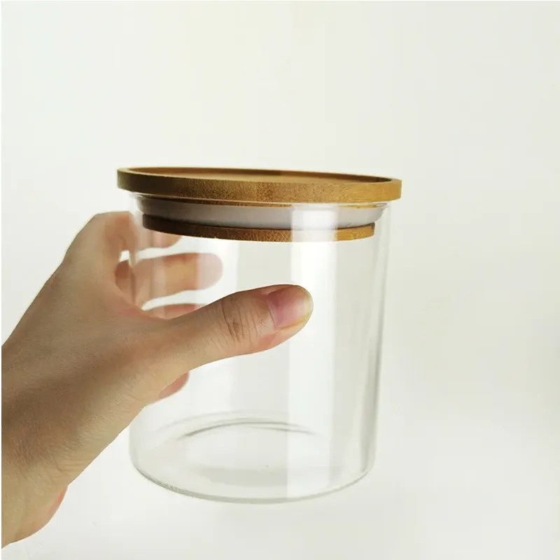 10.4 X 10.8Cm Multi-Fuctional Stackable Glass Jar With Bamboo Lid Tk-Cb7123