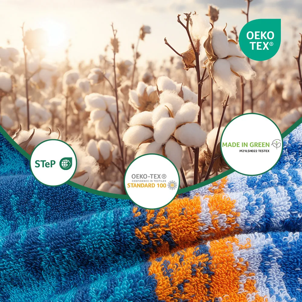 12-piece Combed Cotton Bath Towel Set with Artistic Pattern, Hanging Loop & Lifecycle Label