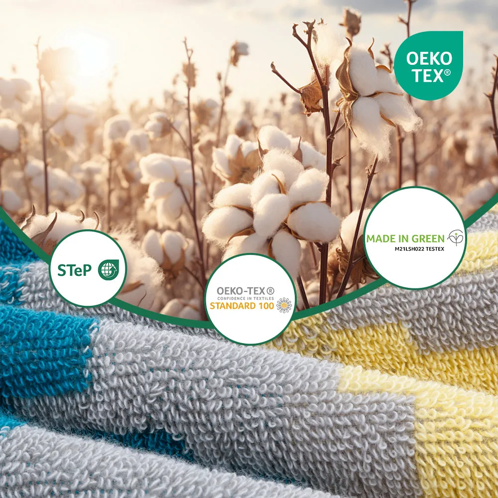 12-piece Combed Cotton Bath Towel Set with Artistic Pattern, Hanging Loop & Lifecycle Label