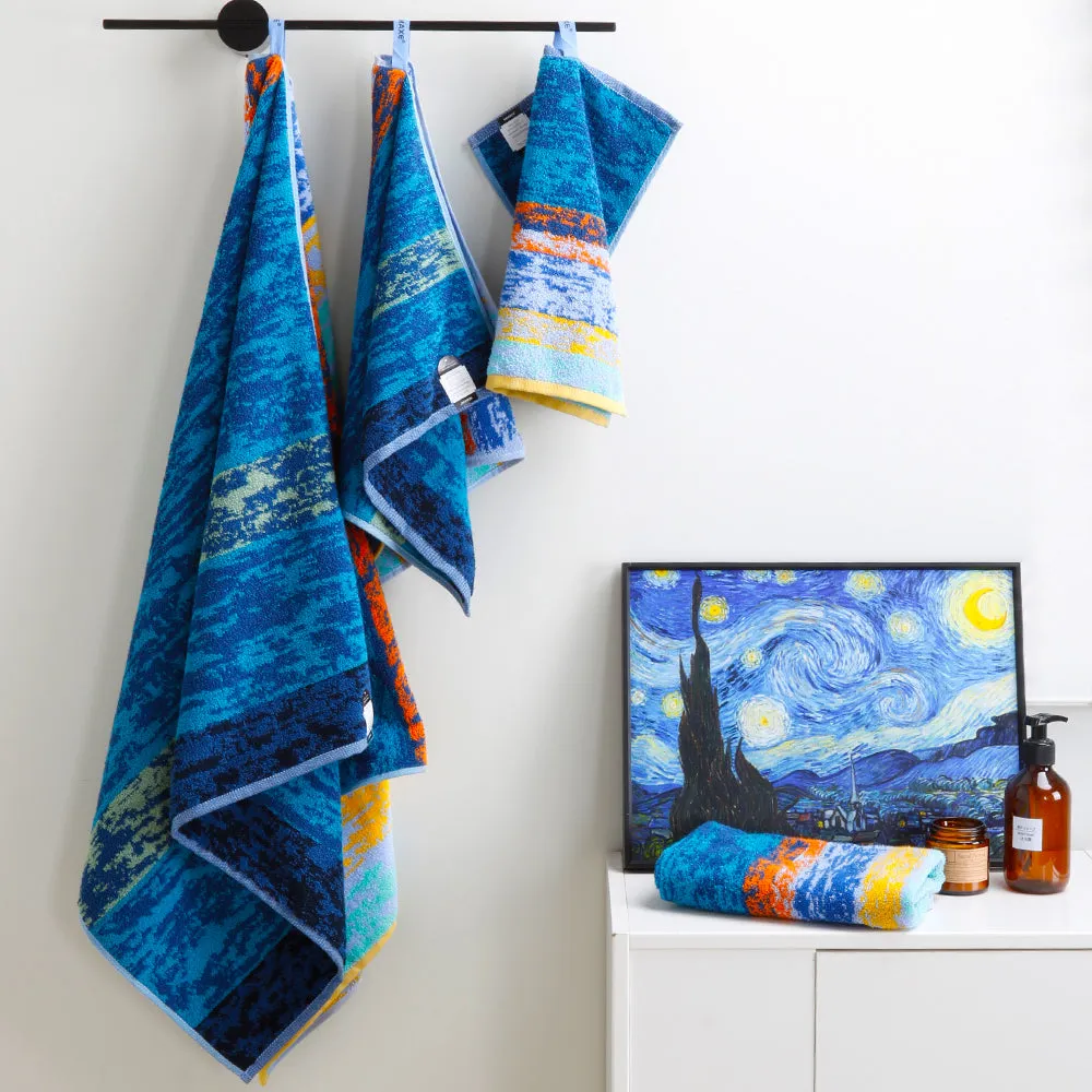 12-piece Combed Cotton Bath Towel Set with Artistic Pattern, Hanging Loop & Lifecycle Label