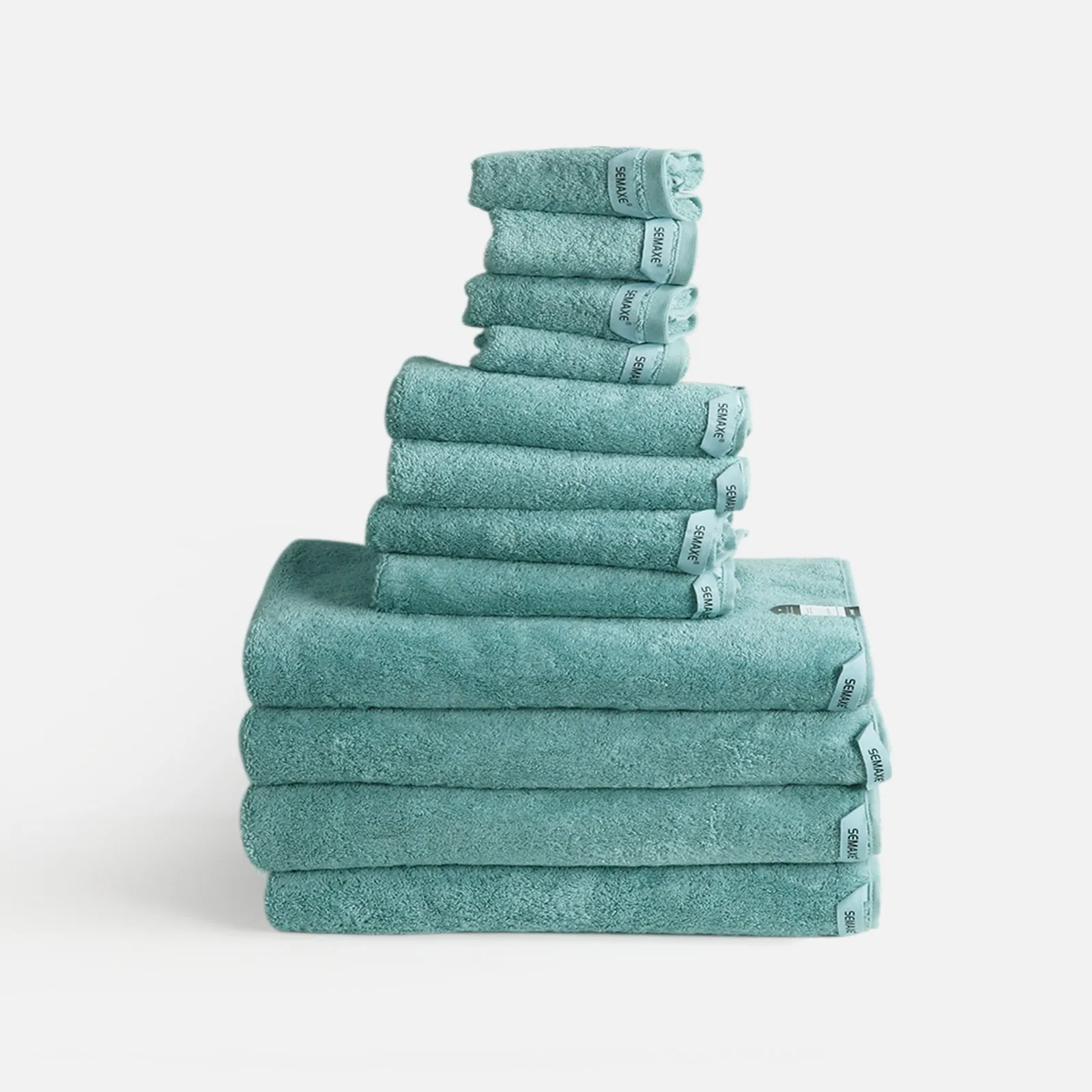 12-piece Combed Cotton Bath Towel Set with Artistic Pattern, Hanging Loop & Lifecycle Label