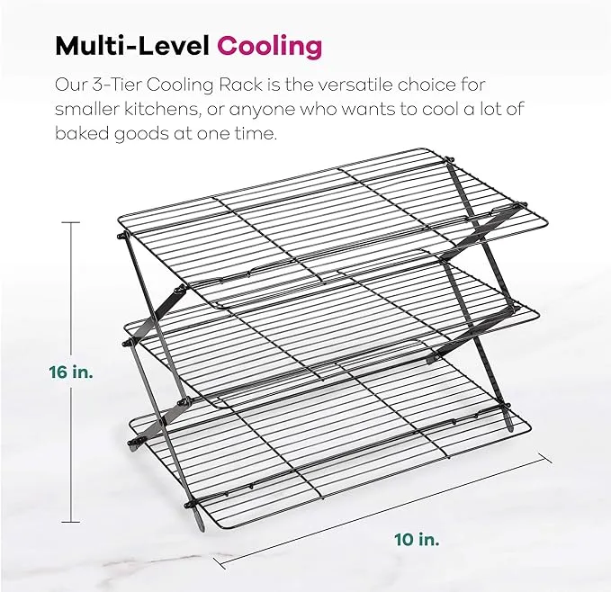 3-Tier Folding, Collapsible Cooling  Rack- Collapse for Easy Storage