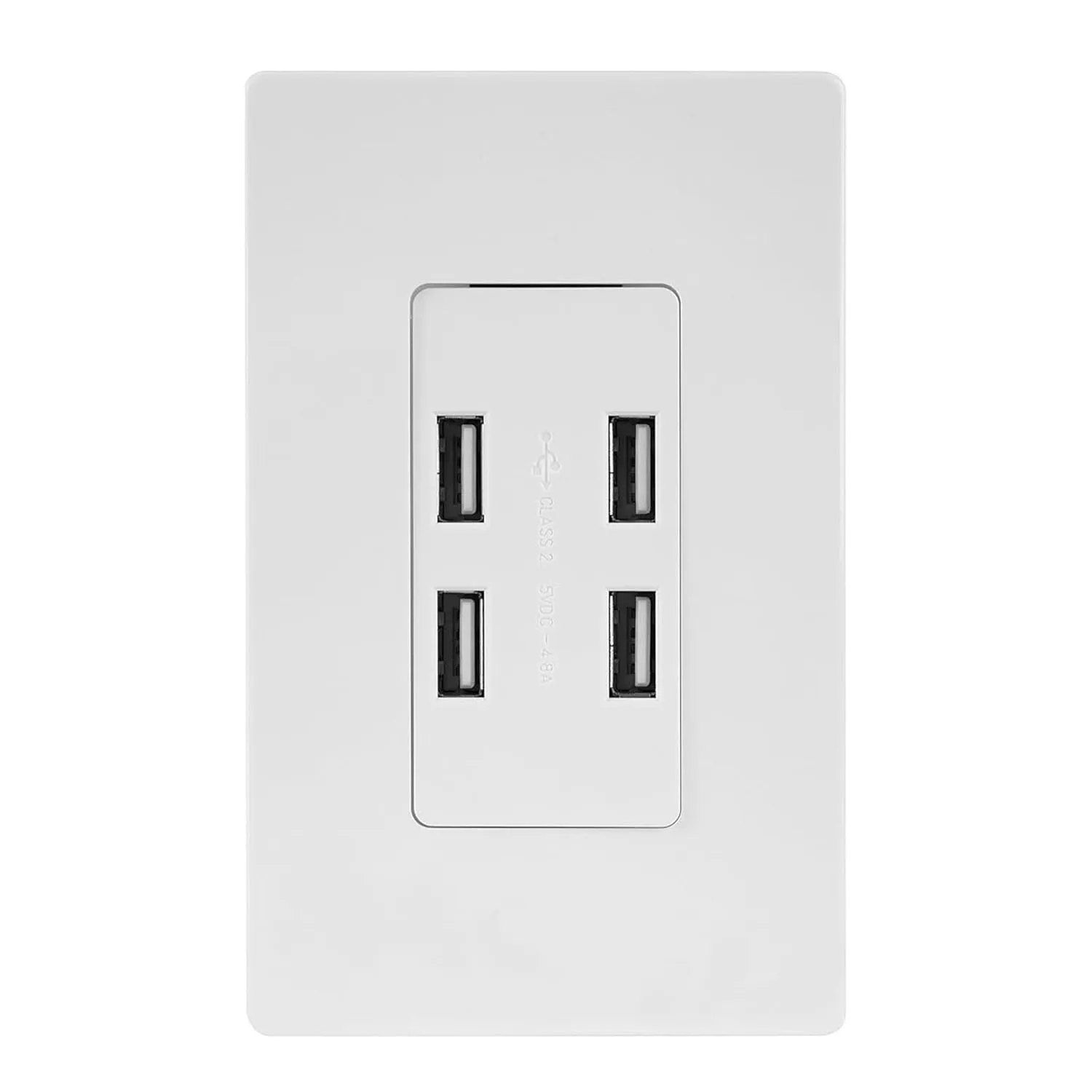 4.8 Amp Ultra High Speed 4-Port USB Wall Outlet, White