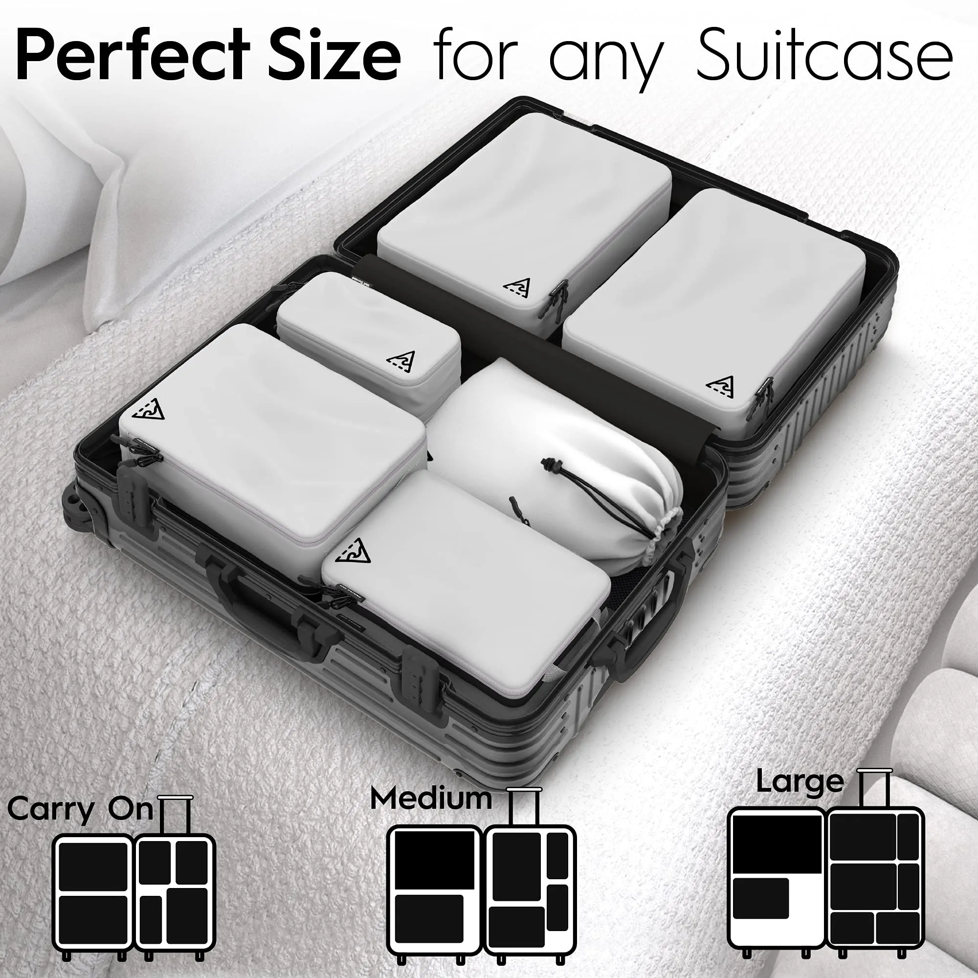 8-Piece Deluxe Compression Packing Cubes Travel - Maximize Space In Luggage With Double Capacity Design, Luxury Compressible Packing Cubes For Travel, Large, Small, & Medium Set