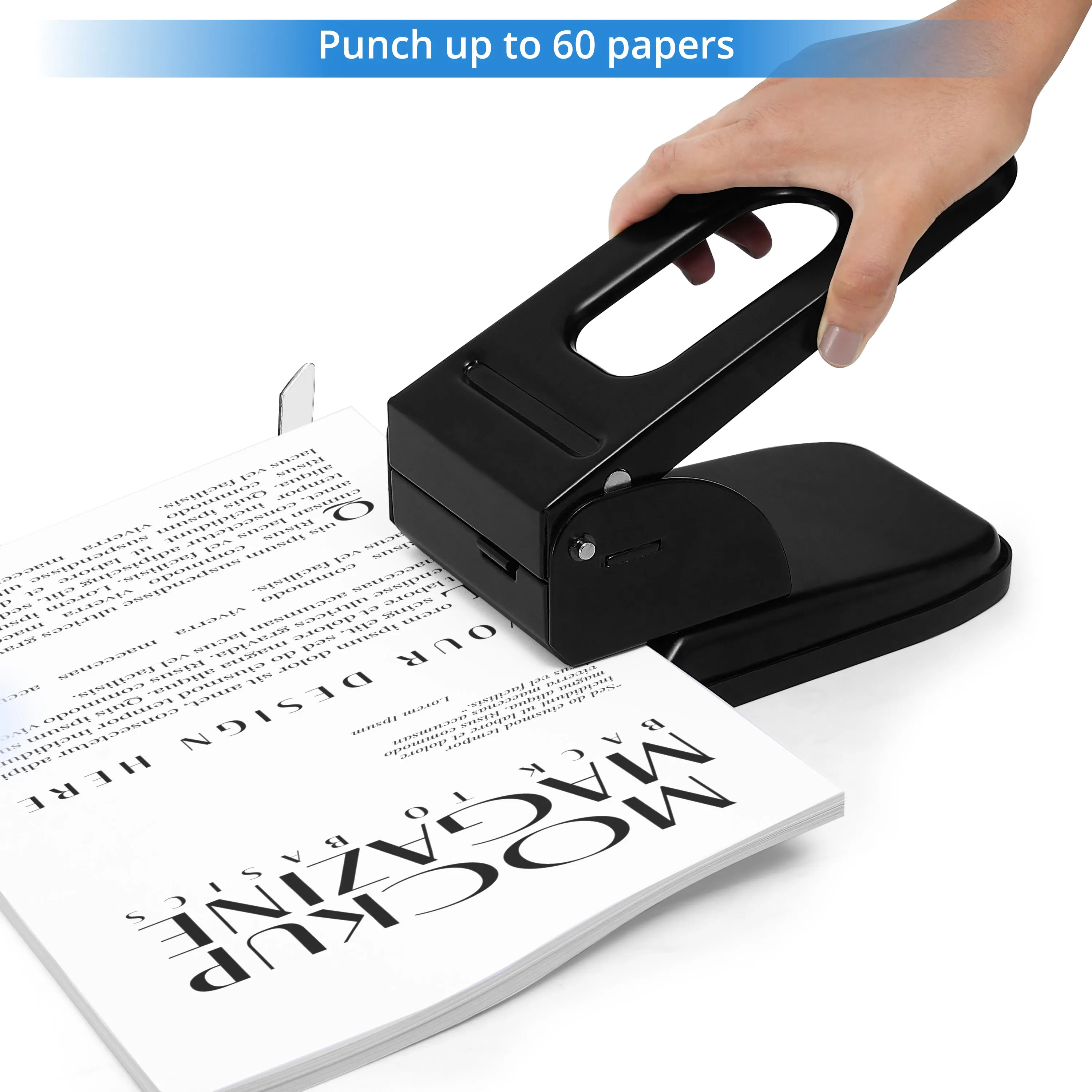 ABOUT SPACE Paper Punching Machine- 2 Holes Punching Holds Upto 60 sheet with Paper Size Alignment & Center Point Mark (L 20 x B 11 x H 19 cm)