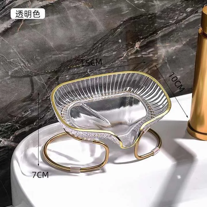 Acrylic Soap Holder with Golden Metal Stand