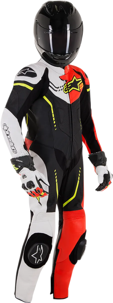 ALPINESTARS Youth GP Plus 1-Piece Leather Suit - Black/White/Red Fluorescent/Yellow Fluorescent - US 24 / EU 130 31405181236130