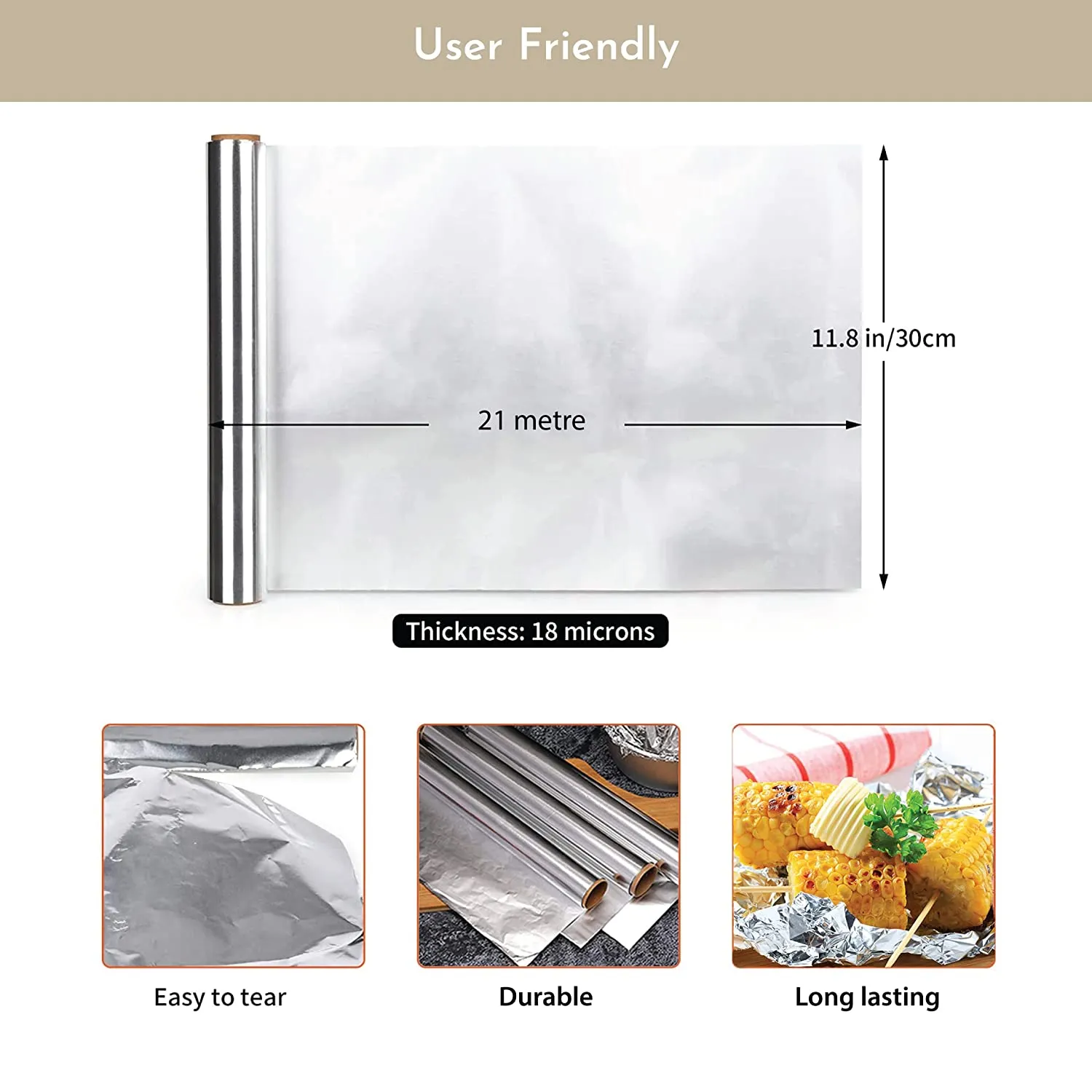 Aluminum Foil Food Wrap | Premium Quality- 21 Meters (Pack of 2)