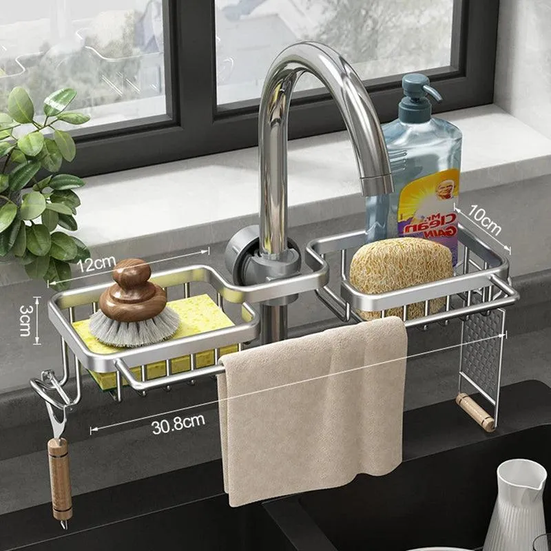 Aluminum Sink Caddy: Versatile Space-Saving Organizer for Kitchen & Bath