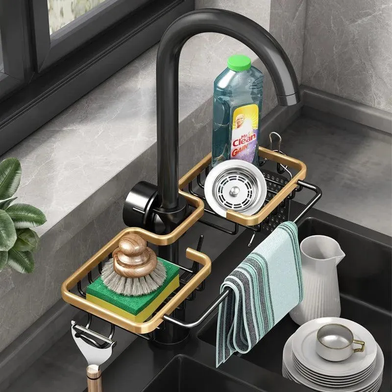 Aluminum Sink Caddy: Versatile Space-Saving Organizer for Kitchen & Bath