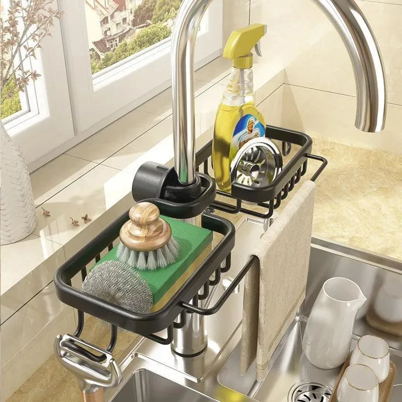 Aluminum Sink Caddy: Versatile Space-Saving Organizer for Kitchen & Bath