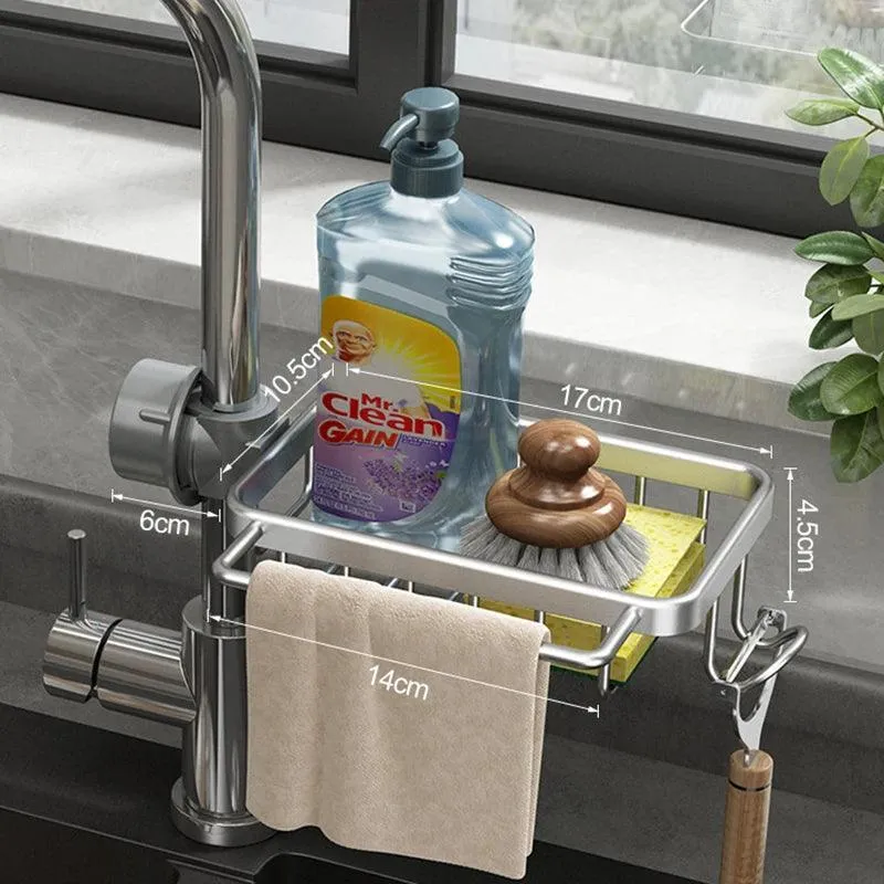 Aluminum Sink Caddy: Versatile Space-Saving Organizer for Kitchen & Bath