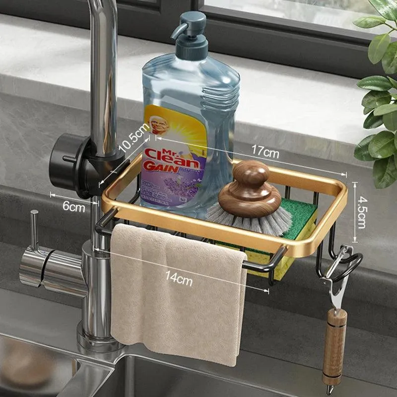 Aluminum Sink Caddy: Versatile Space-Saving Organizer for Kitchen & Bath