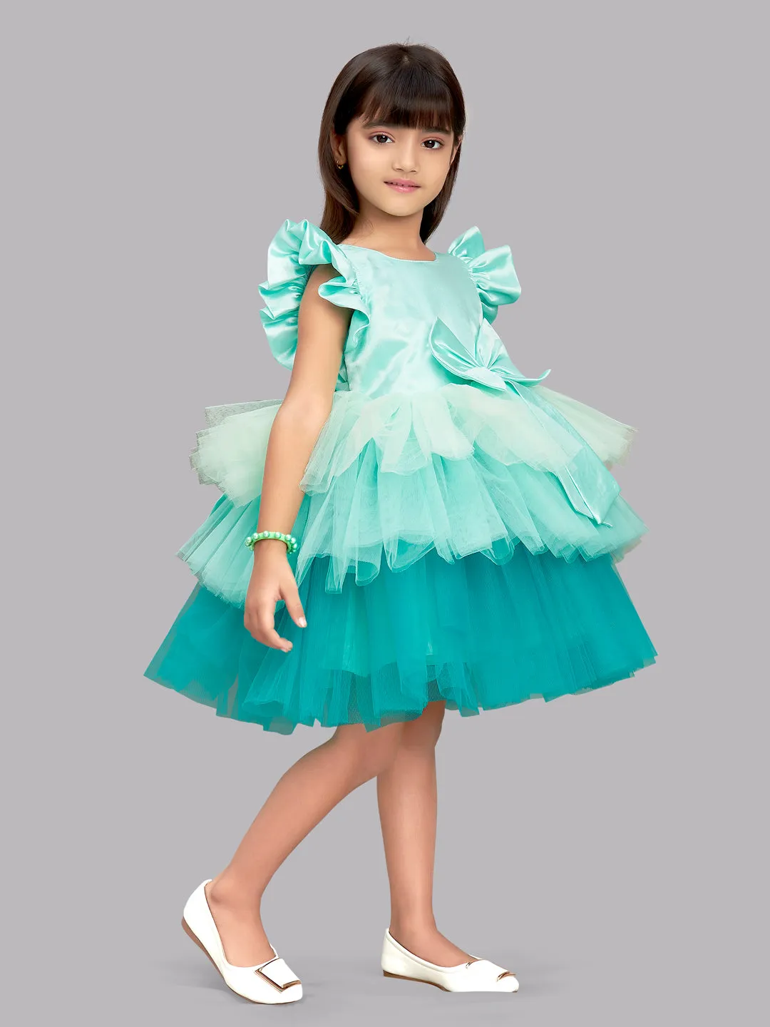 Aqua Layered Party  Frock