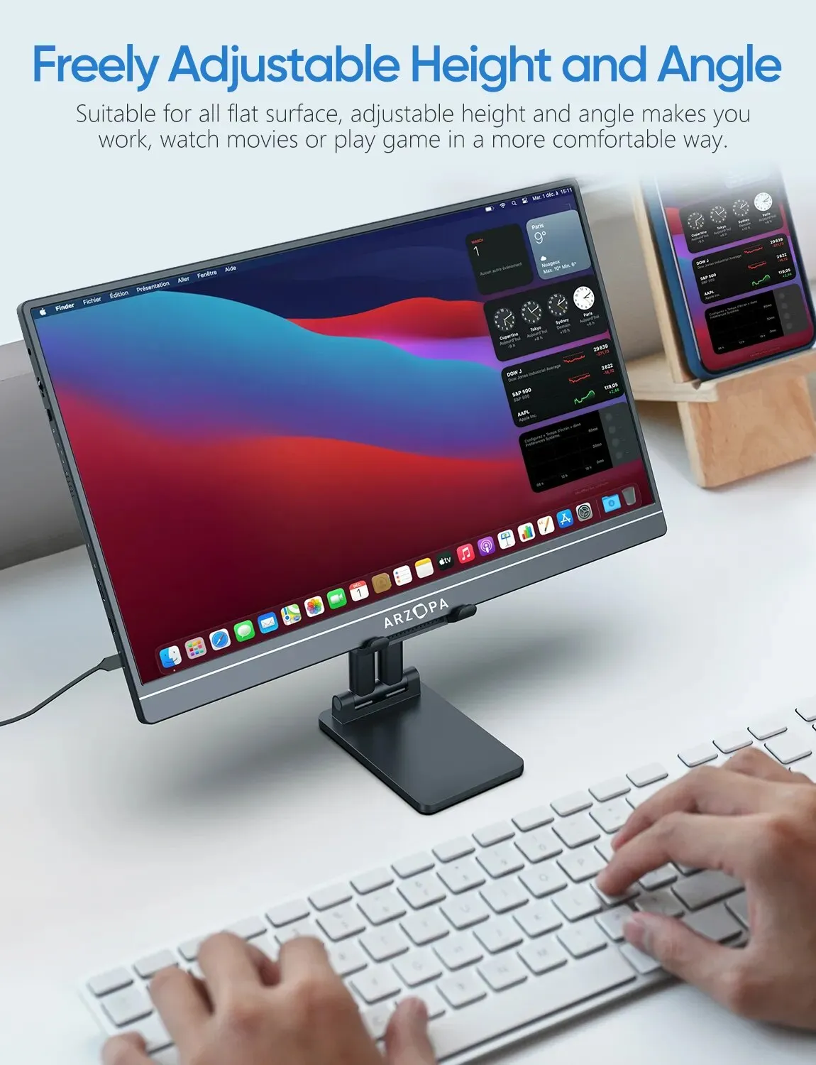 Arzopa Tablet Stand, Adjustable & Foldable Sturdy Portable Monitor Stand  ipad & Tablets