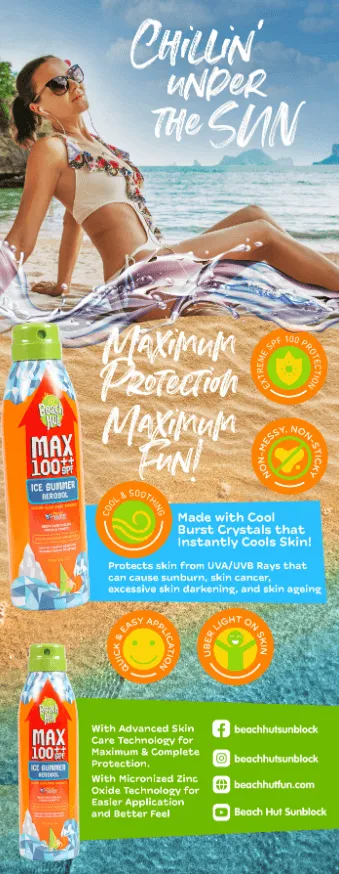 Beach Hut Max SPF100 Ice Summer Aerosol Spray 177ml