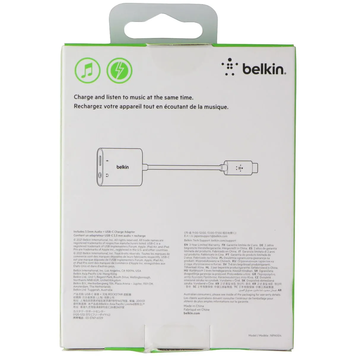 Belkin RockStar 3.5mm Audio with USB-C Charge Adaptor  - Black