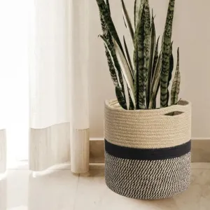 Black Jute Rope Storage Basket | 8x12 inches