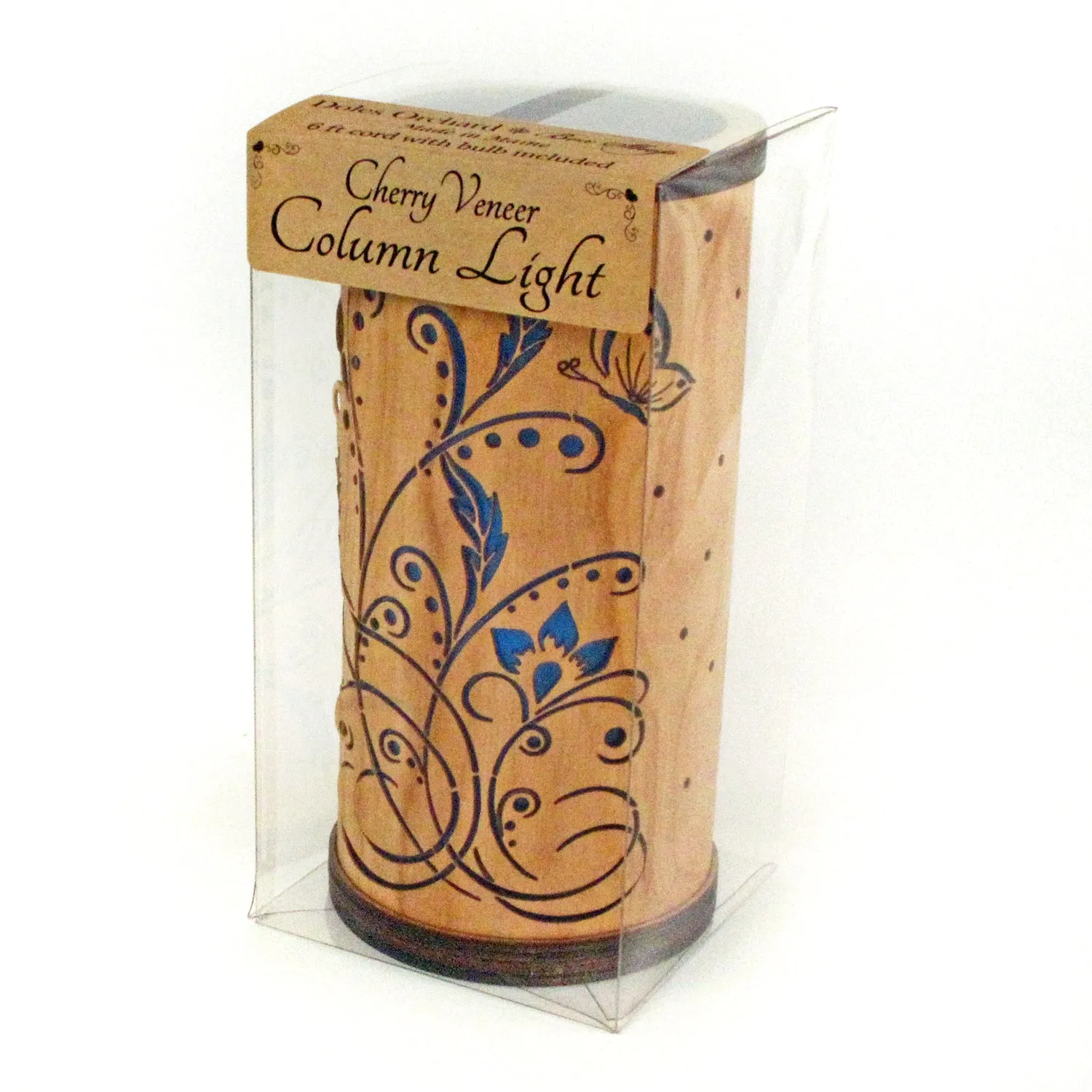 Cherry Veneer Column Light - Floral