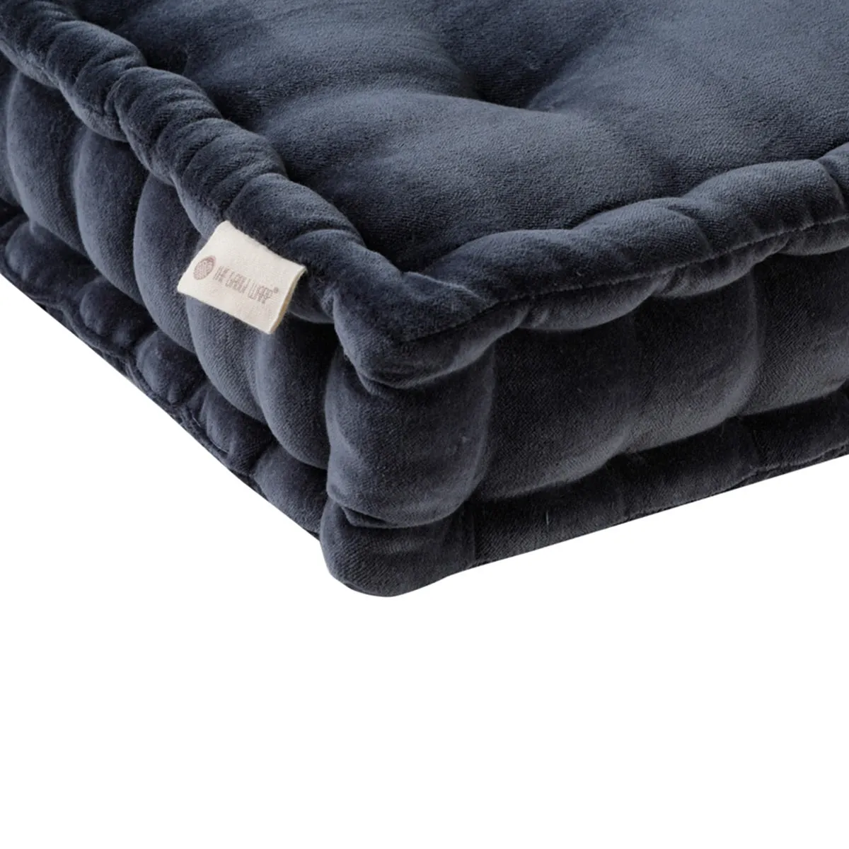 Colour Blocking Velvet Floor Cusion (Navy)