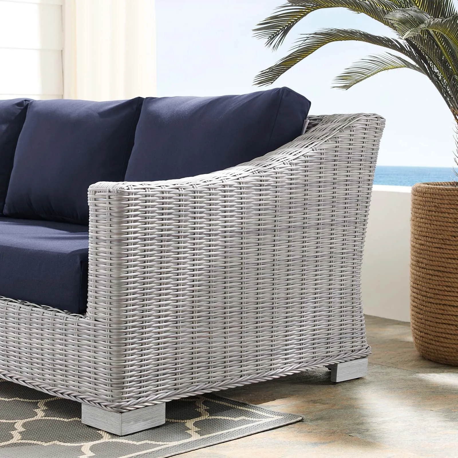 Conway Sunbrella Outdoor Patio Wicker Rattan Sofa