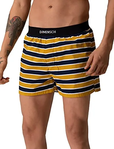 DAMENSCH Men's Cotton Boxers (Pack of 2) (DAM-ASP-SBX-LG-BAM-PACK-2-MIX-L_O.las Grey, Bali Mustard_L)