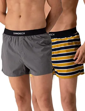 DAMENSCH Men's Cotton Boxers (Pack of 2) (DAM-ASP-SBX-LG-BAM-PACK-2-MIX-L_O.las Grey, Bali Mustard_L)