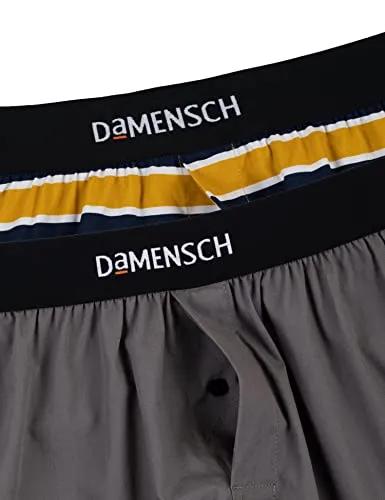 DAMENSCH Men's Cotton Boxers (Pack of 2) (DAM-ASP-SBX-LG-BAM-PACK-2-MIX-L_O.las Grey, Bali Mustard_L)