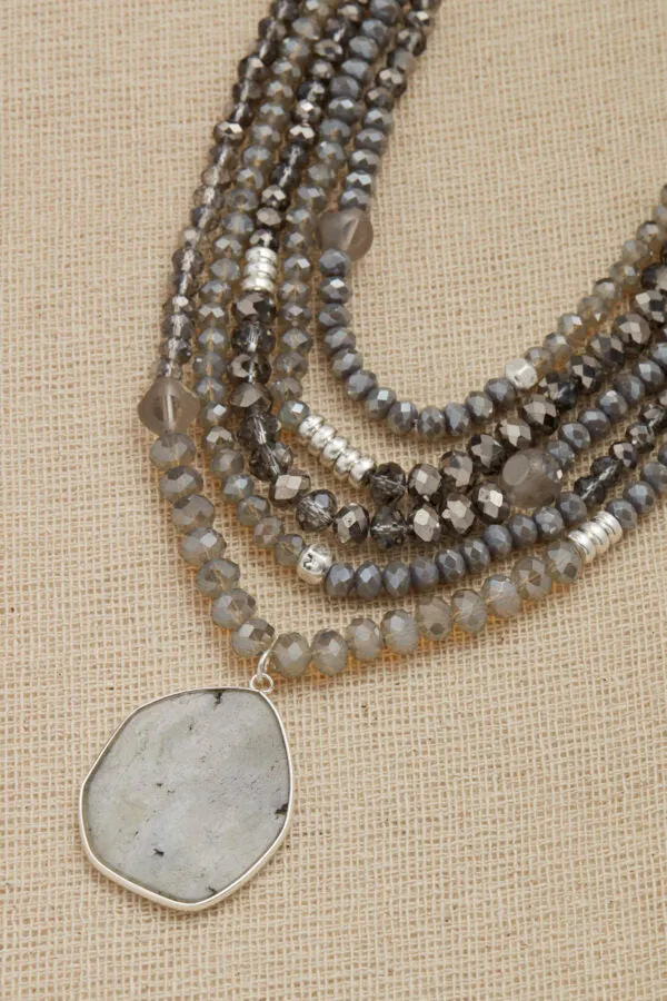 Envy Multi layered bead necklace with Pendant
