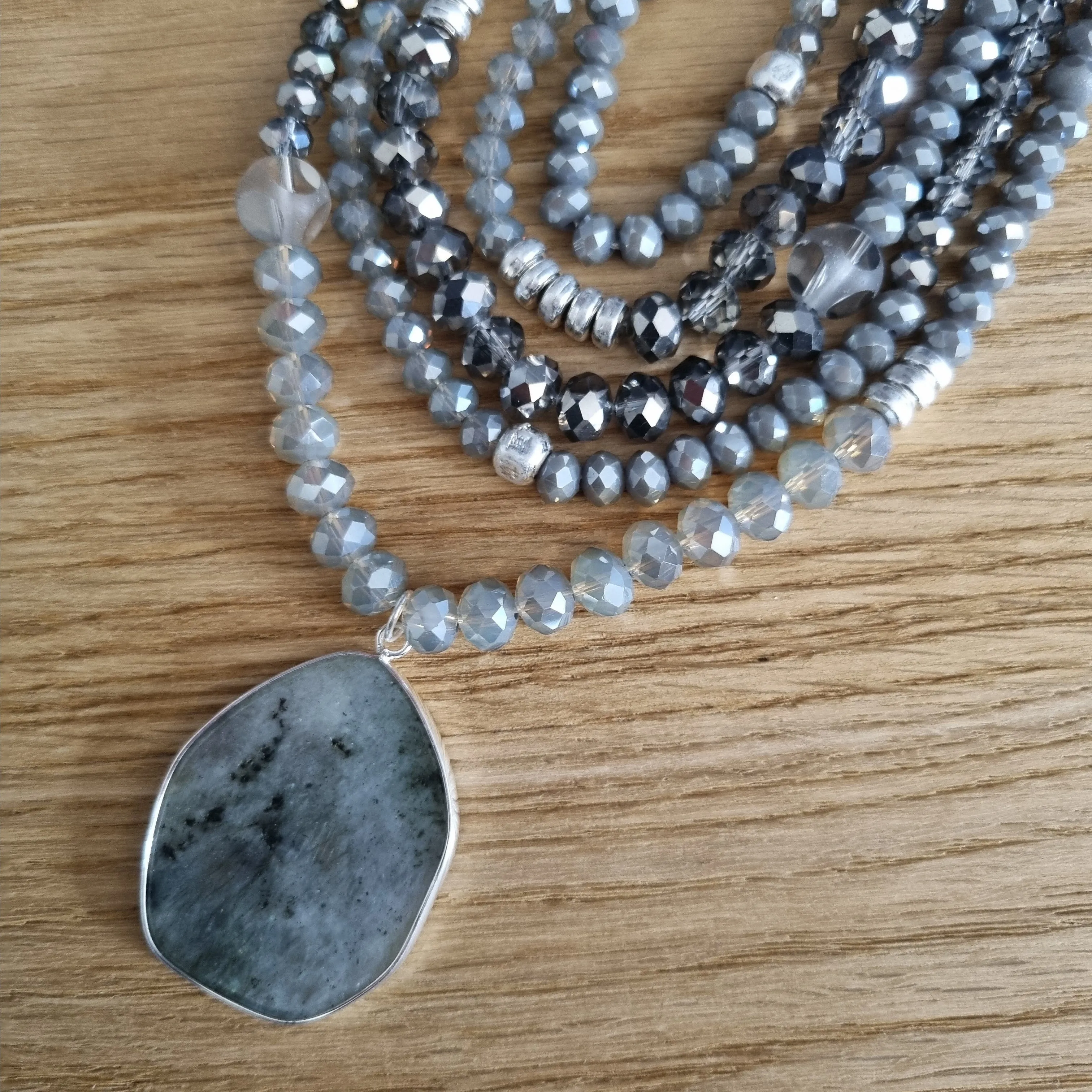 Envy Multi layered bead necklace with Pendant