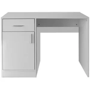 Ergonomic White Office Desk with Drawer and Cabinet