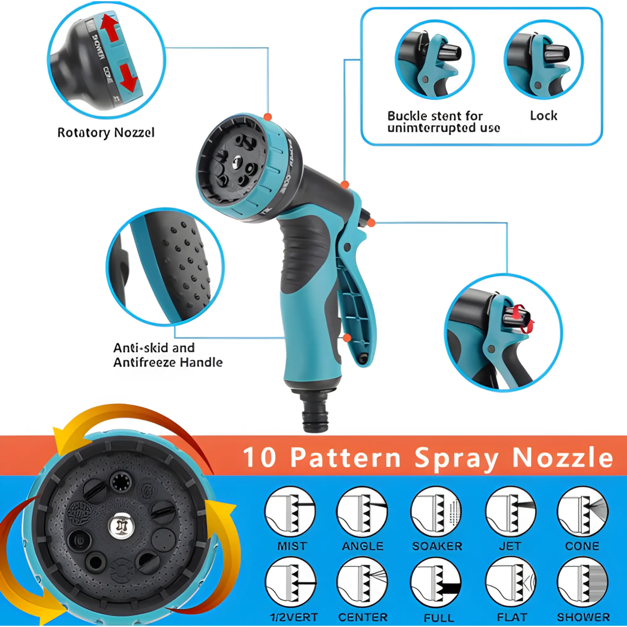 Expandable 30M Garden Hose Pipe - 10-Function Spray Nozzle, No Kink JG115