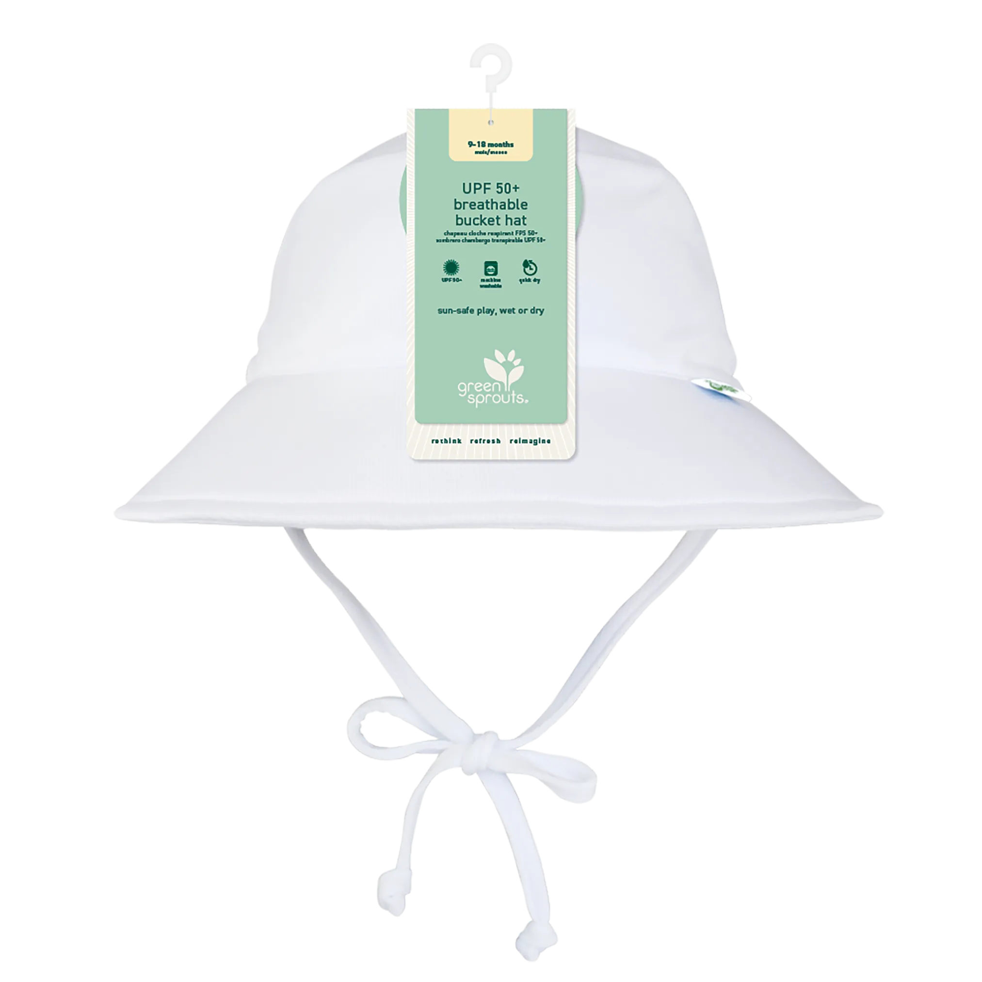 Green Sprouts - Breathable Bucket Sun Protection Hat-White