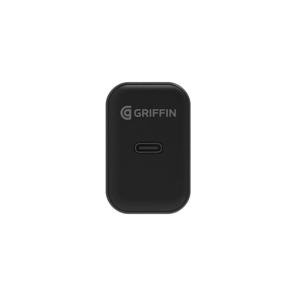 Griffin PowerBlock USB-C PD 18W Wall Charger with USB-C to Lightning Cable - Black