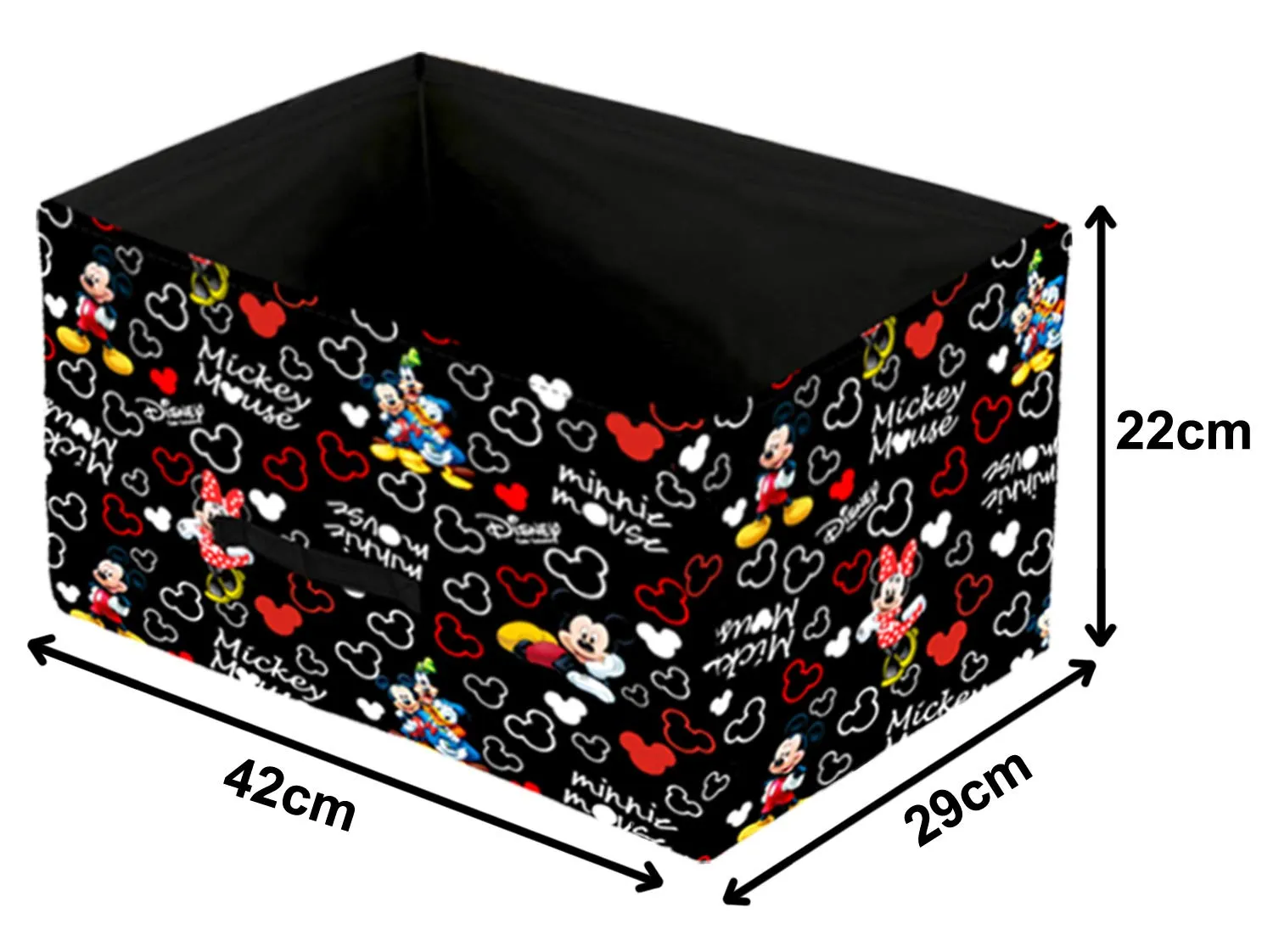 Heart Home Disney Mickey Print Non Woven Fabric Modular Cube Closet Organizer Box with Handle for Storage Units (Black) 42 cm x 29 cm x 22 cm-HHEART16025