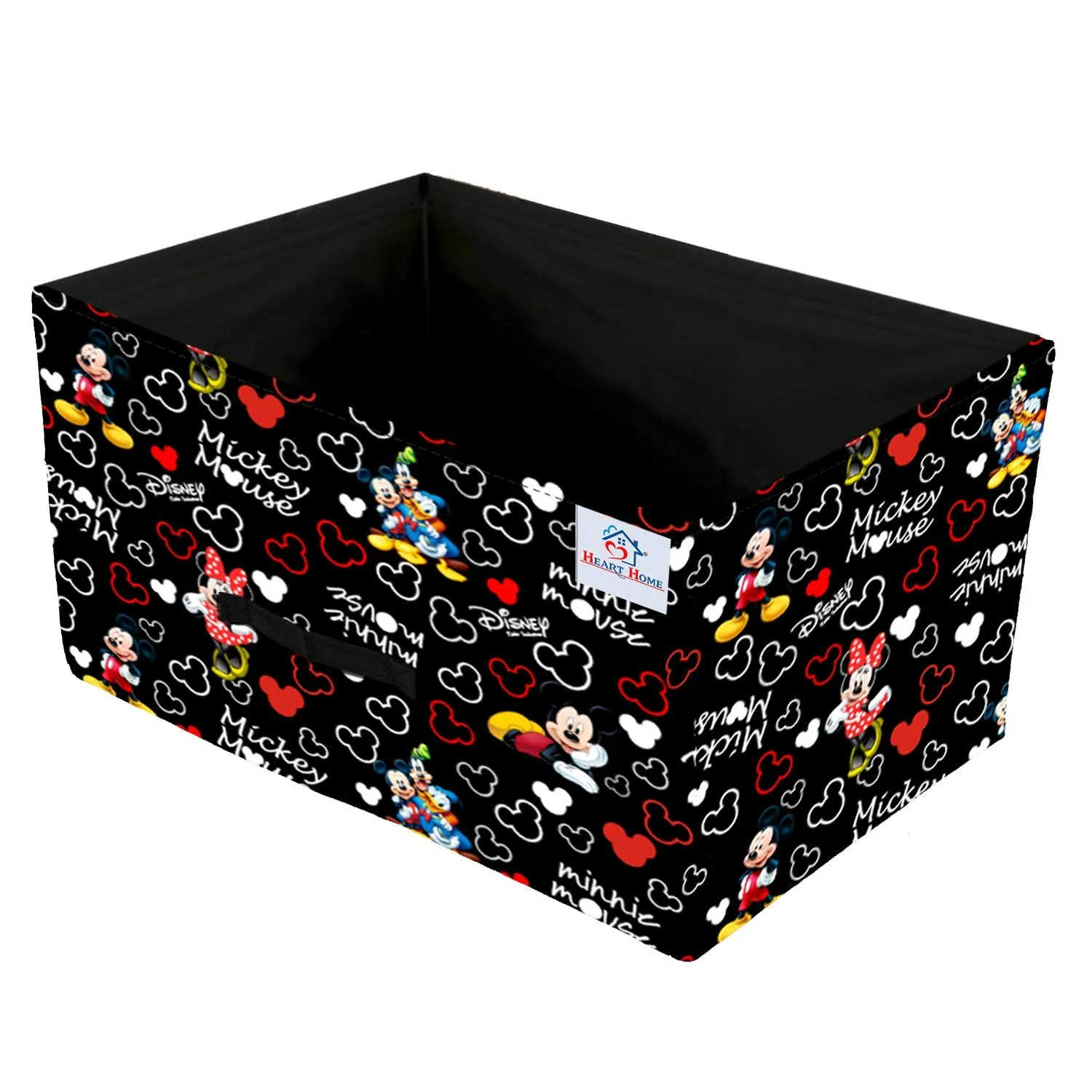 Heart Home Disney Mickey Print Non Woven Fabric Modular Cube Closet Organizer Box with Handle for Storage Units (Black) 42 cm x 29 cm x 22 cm-HHEART16025