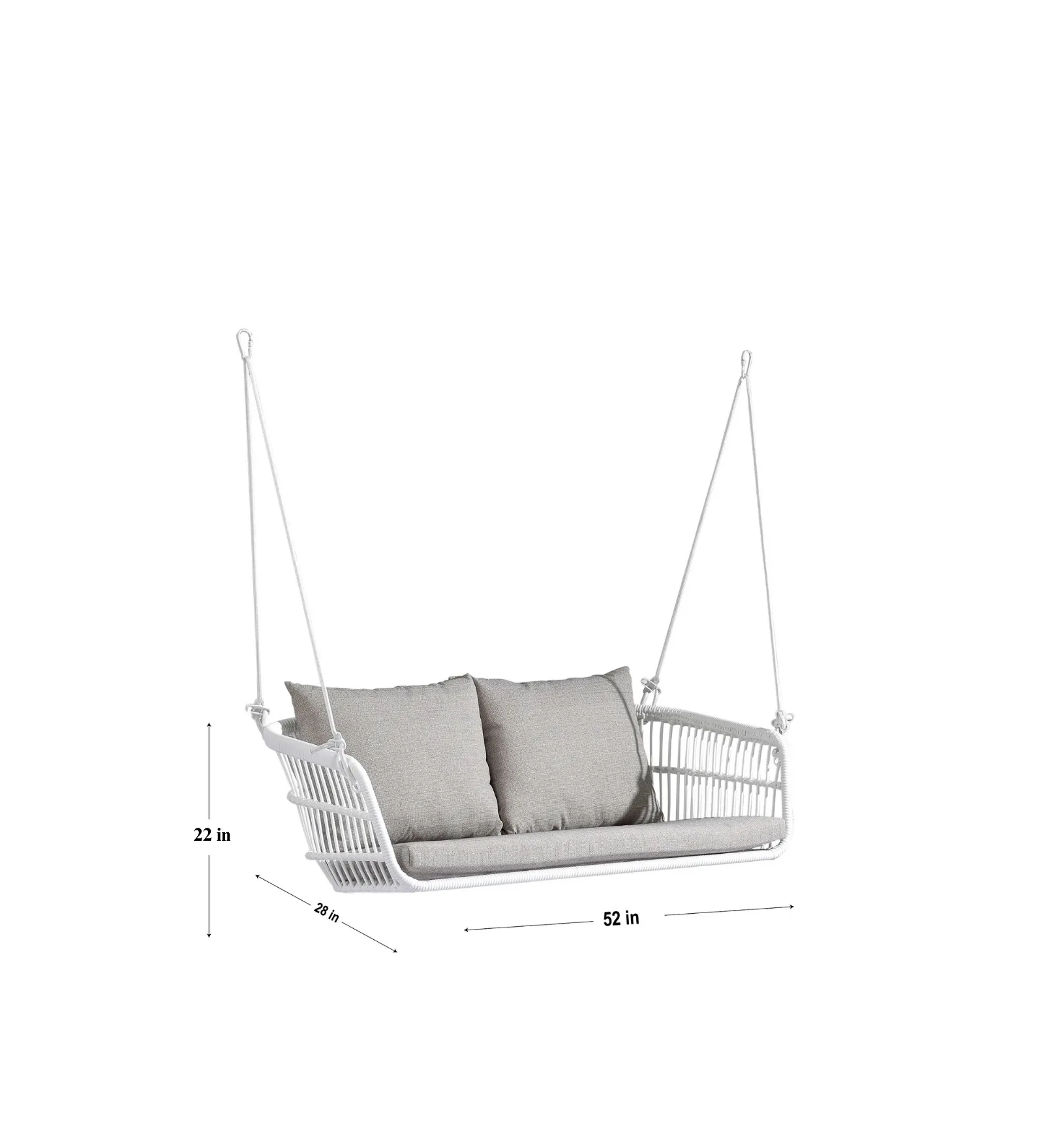 Jack Double Seater Hanging Swing Without Stand For Balcony , Garden Swing (White)