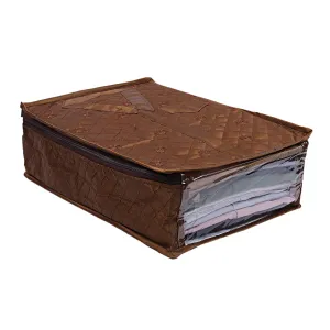 Kuber Industries 3 Layered Quilted Satin Shirt Cover (Brown) - CTKTC024635