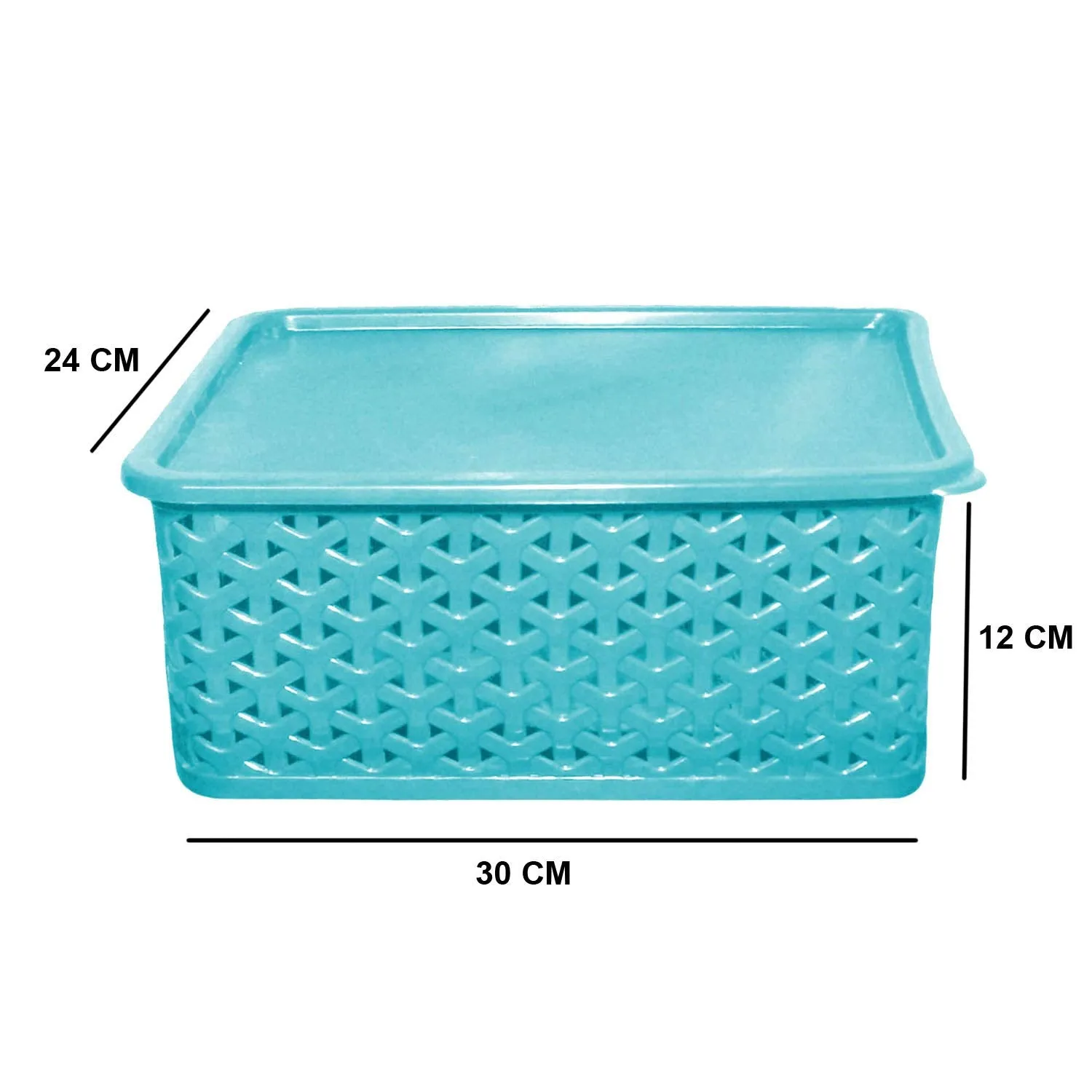Kuber Industries Plastic 2 Pieces Small Size Multipurpose Solitaire Storage Basket with Lid (Multi)-CTLTC15081