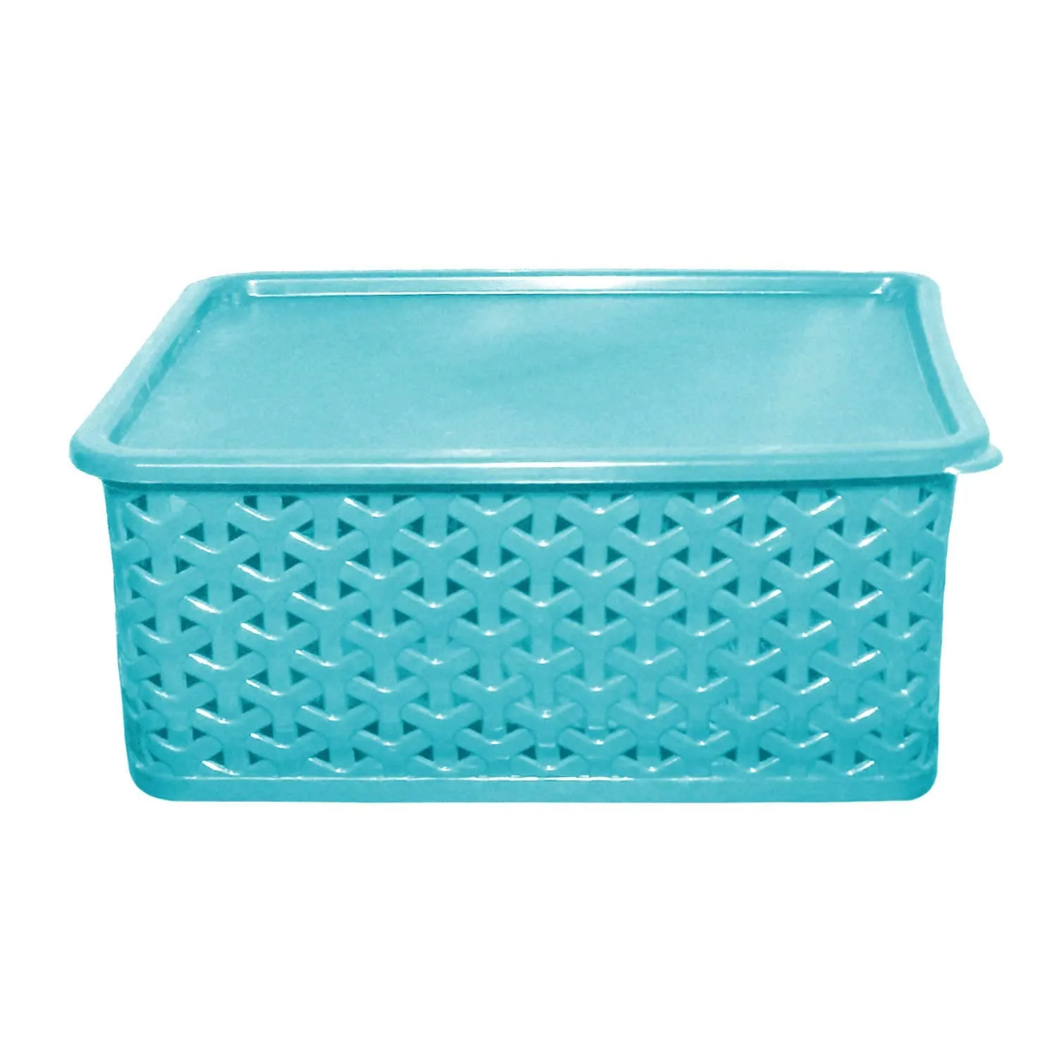 Kuber Industries Plastic 2 Pieces Small Size Multipurpose Solitaire Storage Basket with Lid (Multi)-CTLTC15081