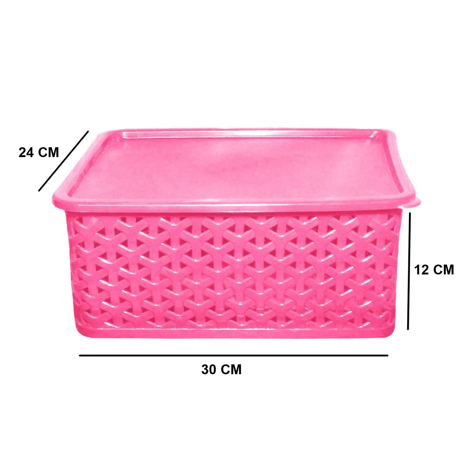 Kuber Industries Plastic 2 Pieces Small Size Multipurpose Solitaire Storage Basket with Lid (Multi)-CTLTC15081