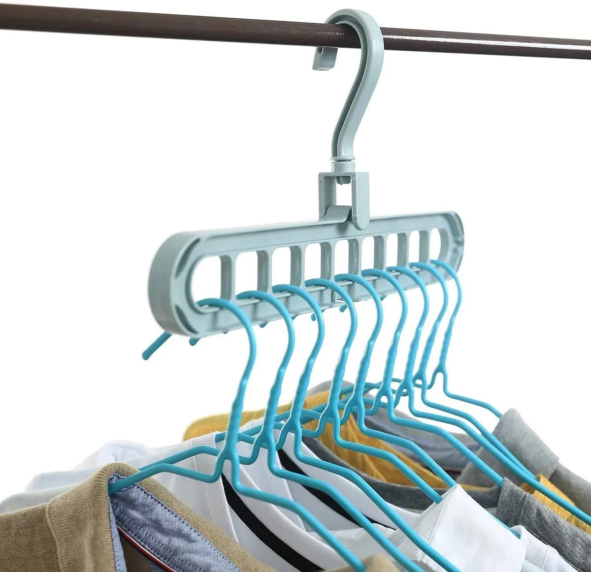 Kuber Industries Plastic Hanger Multi-Purpose Clothes or Wardrobe Organizer (Set of 5, Multi)-KUBMART10960