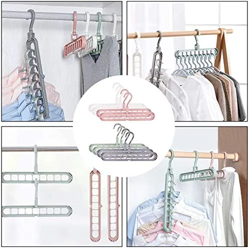 Kuber Industries Plastic Hanger Multi-Purpose Clothes or Wardrobe Organizer (Set of 5, Multi)-KUBMART10960
