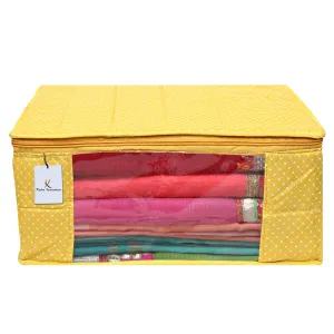 Kuber Industries Polka Dots 1 Piece Cotton 3 Layered Quilted Saree Cover, Yellow-CTKTC21317