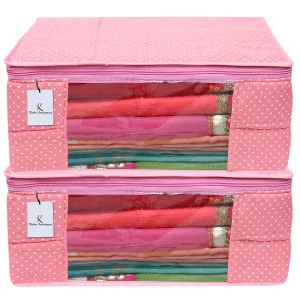 Kuber Industries Polka Dots 2 Piece Cotton 3 Layered Quilted Saree Cover, Peach-CTKTC21330