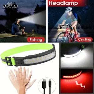 LED Motion Sensor Headlamp USB Rechargeable Flashlight Headlights Head Torch Helmet Lights For Running Camping