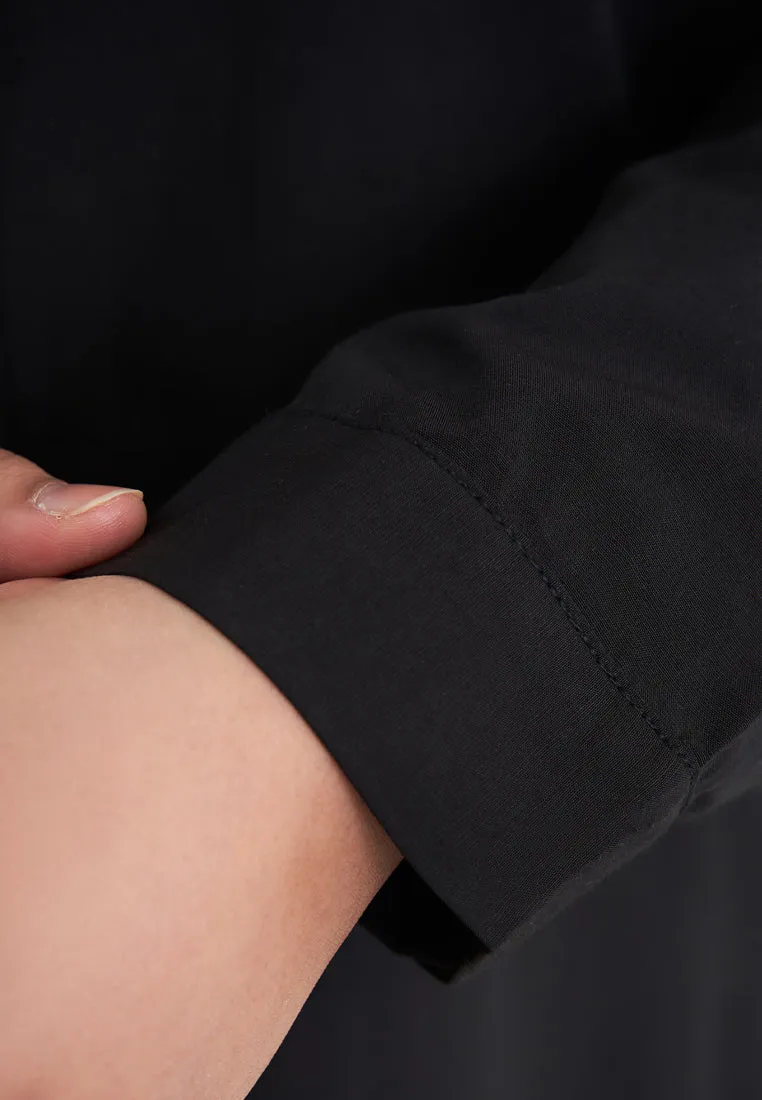 Linisha Minimalist Long Dress Shirt - Black