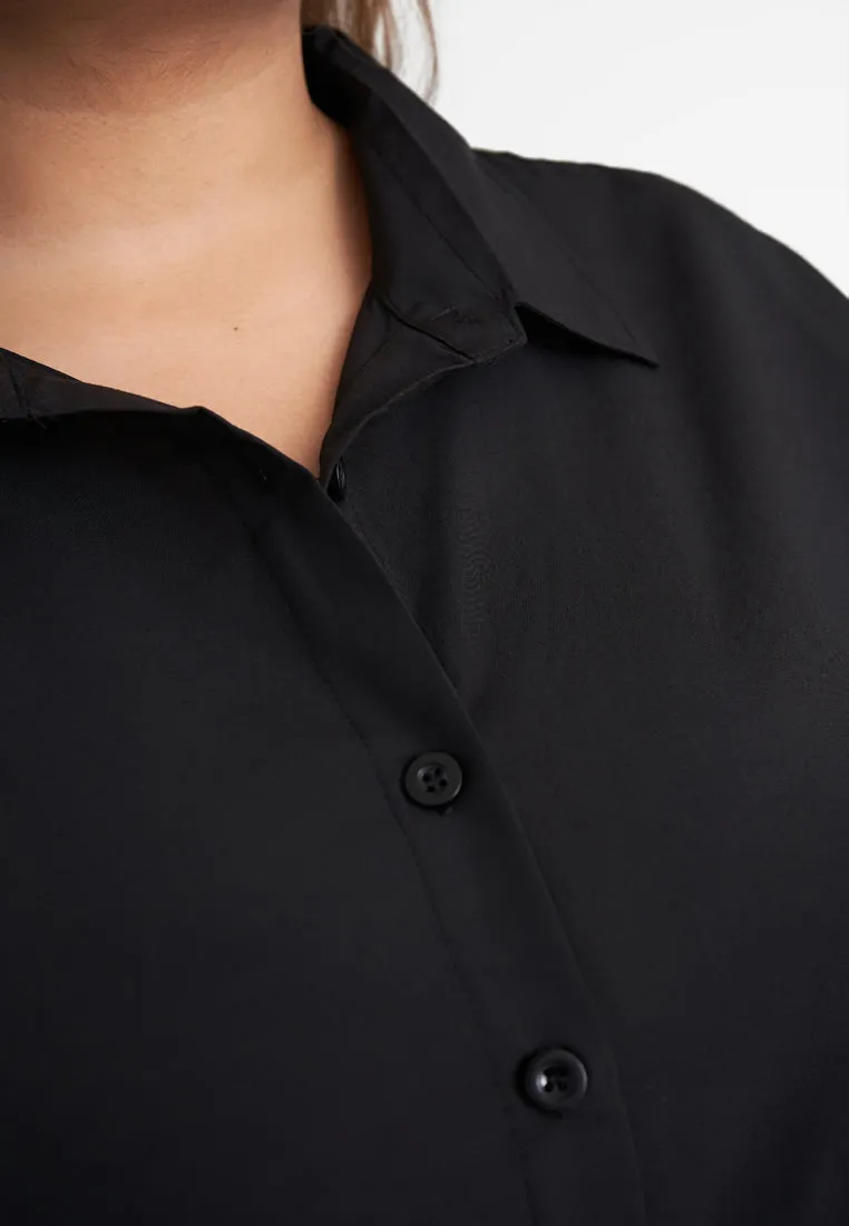 Linisha Minimalist Long Dress Shirt - Black